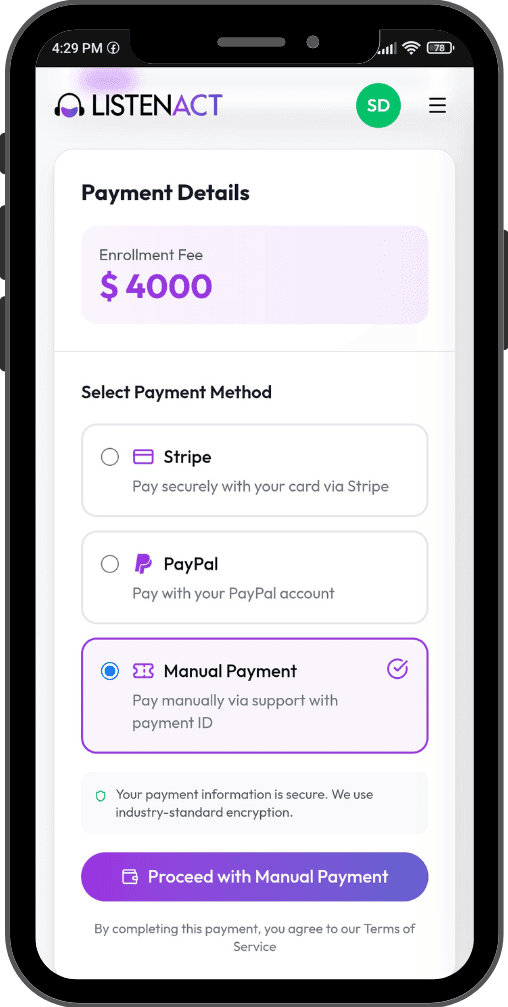 Select Manual Payment